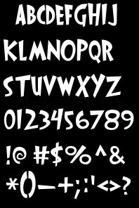 alphabet shown using the Knuckleball font